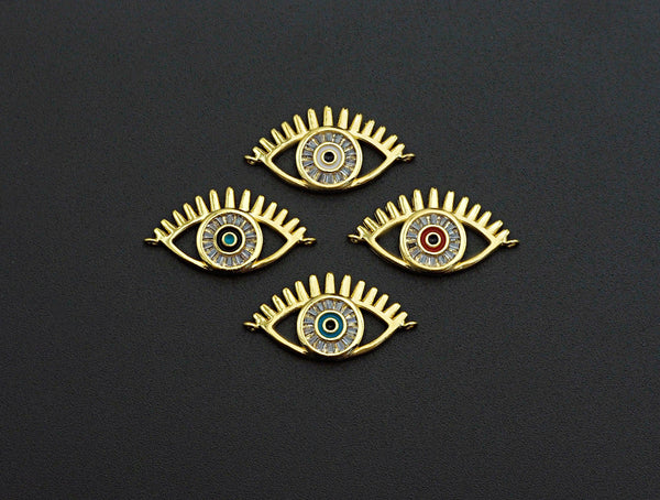 Enamel Colorful Evil Eye With Eyelash Pendant,CZ Micro Pave Oil Drop pendant,Enamel pendant,Enamel Jewelry,14x26mm,sku#Z676