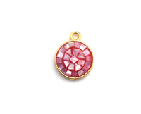 100% Natural HOT PINK Shell Round Pendand in Gold/Silver Finish, Fuchsia Pink Shell Charm Pendant, Shell Findings, 10x12mm,SKU#Z323