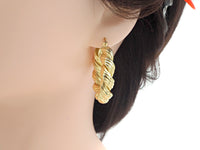 Gold Twisted Hoop Earrings, Sku#J295