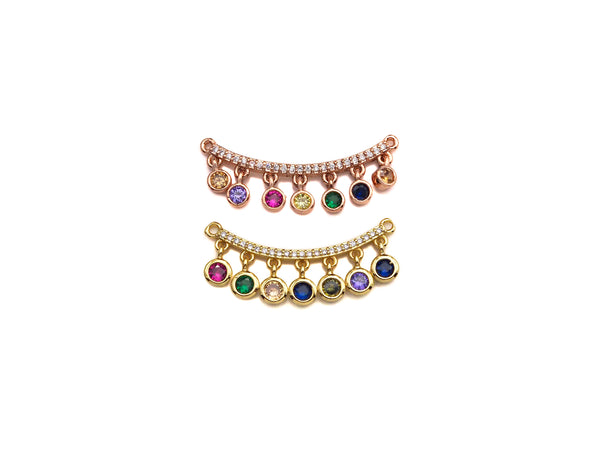 Colorful CZ Curve Bar with Dangles Charm/Pendant,SKU#F1131