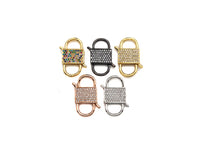 CZ Micro Pave Square Lock Clasp, Interlock Micro pave Clasp, Interlocking Clasp Fastener, 13x25mm, sku#H281