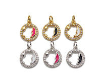 CZ Enamel Moon Coin charm, sku#L324