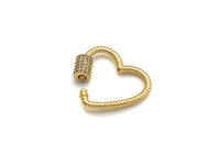 Gold/Black/Rose Gold CZ Micro pave Heart Clasp, Heart Screw clasp, Heart shape clasp,Gold Carabiner Clasp, 21mm, sku#H199