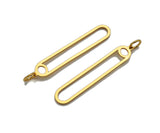 18K Gold Pin Shaped Pendant/Charm, Gold Safe Pin Frame Pendant Charm,Earring Necklace Bracelet making findings 6x34mm,sku#Y318