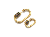 Colorful CZ Micro Pave Oval Shape Clasp, Gold Plated U Shape Clasp, Pave Lock, Carabiner clasp, 17x29mm/12x19mm, sku#K83