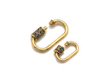 Colorful CZ Micro Pave Oval Shape Clasp, Gold Plated U Shape Clasp, Pave Lock, Carabiner clasp, 17x29mm/12x19mm, sku#K83