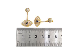 CZ Evil Eye Dnagle Earrings, Sku#J231