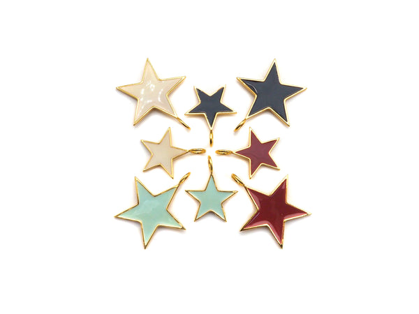Black White Red Blue Enamel Five Star Pendant with Gold Finish, Enamel Star, Colorful Enamel Star, 15mm/25mm/35mm, sku#FH31