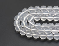 Natural Milky Quartz round smooth, 8mm/10mm/12mm, 15.5" Full Strand, sku#U609