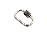 CZ Micro Pave Oval Shape Clasp, Antique Silver Carabiner Clasp, 13x24mm/15x29mm, sku#H165