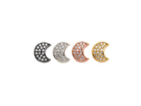 CZ Micro Pave Cresent Moon Spacer Beads with Clear CZ for Bracelet/Necklace, Cubic Zirconia space Beads, 10x12mm, sku#Z827