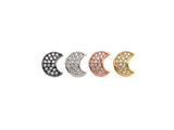 CZ Micro Pave Cresent Moon Spacer Beads with Clear CZ for Bracelet/Necklace, Cubic Zirconia space Beads, 10x12mm, sku#Z827