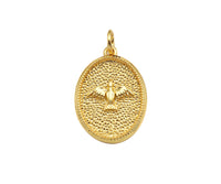18K Dainty Gold Eagle On Oval Shape Pendant/Charm,Eagle Medallion Charm, Necklace Bracelet Charm Pendant, 20x14mm, Sku#F1363