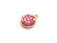 100% Natural HOT PINK Shell Round Pendand in Gold/Silver Finish, Fuchsia Pink Shell Charm Pendant, Shell Findings, 10x12mm,SKU#Z323