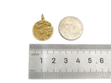 Gold Filled Embossed Lion Head Coin Pendant,18x20mm,Sku#Z1366