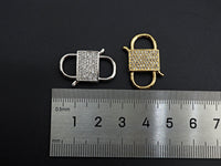 CZ Micro Pave Square Lock Clasp, Interlock Micro pave Clasp, Interlocking Clasp Fastener, 13x25mm, sku#H281