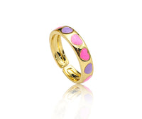 Colorful Enamel Heart Adjustable Ring, Sku#X205