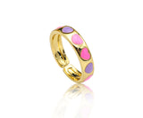 Colorful Enamel Heart Adjustable Ring, Sku#X205