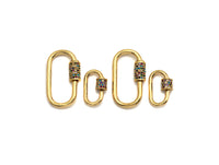 Colorful CZ Micro Pave Oval Shape Clasp, Gold Plated U Shape Clasp, Pave Lock, Carabiner clasp, 17x29mm/12x19mm, sku#K83