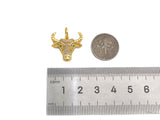 CZ Micro Pave Bull's Head Shape Pendant/Charm,Cubic Zirconia Dainty Gold Charm, Necklace Bracelet Charm Pendant,20x18mm, Sku#F1384