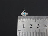 CZ Micro Pave Evil Eye Pendant/Charm, Clear Turquoise Cubic Zirconia Pave Charm, Silver/Gold Plated, 8x10mm, sku#Z777