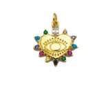 CZ Evil Eye On Heart Shape Charm, 17x19mm,Sku#Z1286