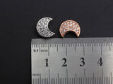 CZ Micro Pave Cresent Moon Spacer Beads with Clear CZ for Bracelet/Necklace, Cubic Zirconia space Beads, 10x12mm, sku#Z827