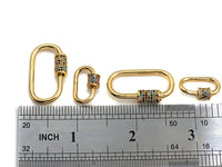 Colorful CZ Micro Pave Oval Shape Clasp, Gold Plated U Shape Clasp, Pave Lock, Carabiner clasp, 17x29mm/12x19mm, sku#K83