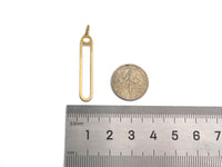 18K Gold Pin Shaped Pendant/Charm, Gold Safe Pin Frame Pendant Charm,Earring Necklace Bracelet making findings 6x34mm,sku#Y318