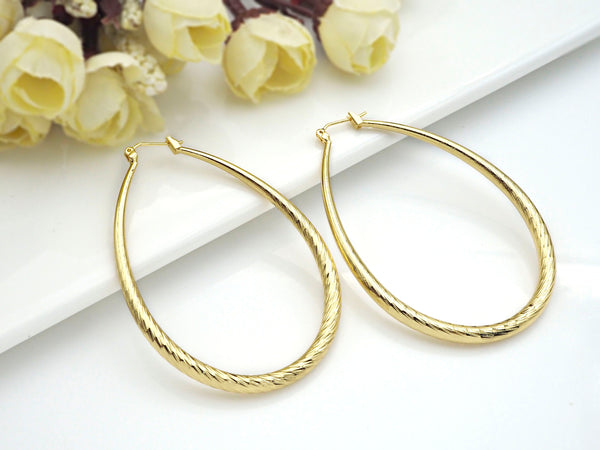 Oval Hoop Earrings, Sku#J296