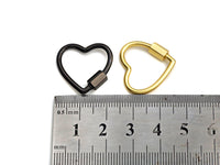 Pave Heart Shape Clasp, Black/Gold/Silver/Rose Gold Carabiner Clasp, 21mm, sku#H245