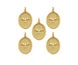 18K Dainty Gold Eagle On Oval Shape Pendant/Charm,Eagle Medallion Charm, Necklace Bracelet Charm Pendant, 20x14mm, Sku#F1363