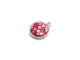 100% Natural HOT PINK Shell Round Pendand in Gold/Silver Finish, Fuchsia Pink Shell Charm Pendant, Shell Findings, 10x12mm,SKU#Z323