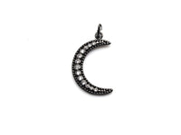 CZ Micro Pave Half Moon Pendant, Cubic Zirconia Pave Pendant/Charm, Necklace Pave Pendant, 14x23mm, sku#Z828