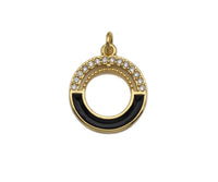 Clear Micro Pave CZ with Enamel Round Ring Pendant, Black Whtile Red Enamel Doughnut, Colorful Enamel Round Ring, 17x20mm, sku#LK162