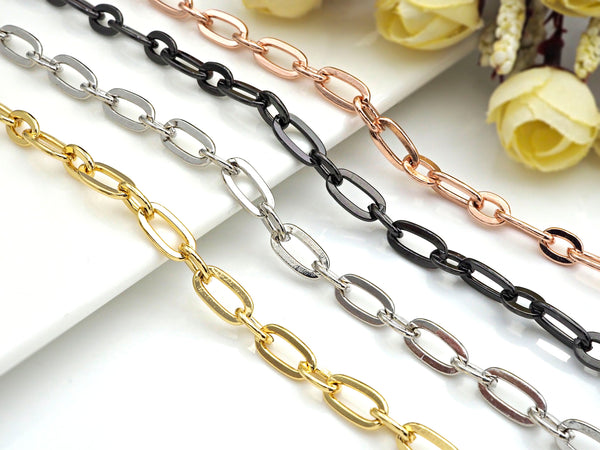 7x13mm Chain by Yard - Oval Link Chain for Necklace, Paper Clip Chain for Necklace Bracelet Anklet, sku# E516