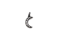 CZ Micro Pave Cresent Moon Pendant/Charm, Clear Cubic Zirconia Pave Charm, Silver/Gold/Rose Gold/Black Plated, 10x13mm, sku#Z778