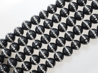 6mm/8mm/10mm/12mm Round Black Onyx with rhinestone inlaid, Natural Gemstone Beads, 15.5inch Full strand, SKU#V18