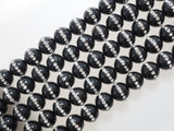 6mm/8mm/10mm/12mm Round Black Onyx with rhinestone inlaid, Natural Gemstone Beads, 15.5inch Full strand, SKU#V18