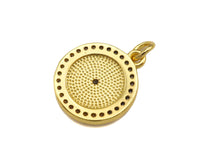 CZ Micro Pave White Enamel Five Star On Round Coin Charms, CZ Enamel Pendant/Charm, Round Necklace Charms, 14x16mm, Sku#Z1254