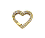 CZ Pave Heart Clasp, 18K Dainty Gold Carabiner Clasp, Snap Clip Trigger Clasp, Spring Buckle Clasp , 25x22mm,Sku#LD65