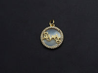 Mother-of-pearl Inlay Mama Letter And Heart Round Pendant/Charm, Mama Letter Shape Pendant, Mom Charm, Mother's day Charm,16mm,Sku#Z798