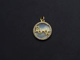 Mother-of-pearl Inlay Mama Letter And Heart Round Pendant/Charm, Mama Letter Shape Pendant, Mom Charm, Mother's day Charm,16mm,Sku#Z798