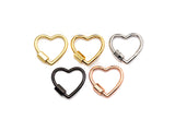 Pave Heart Shape Clasp, Black/Gold/Silver/Rose Gold Carabiner Clasp, 21mm, sku#H245