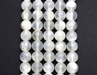 Natural Gypsum Selenite Beads, Round Smooth 6mm/8mm/10mm Sel
