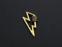 Colorful CZ Micro Pave Lighting Shape Clasp, Gold Plated Lighting Shape Clasp, Pave Lock, Carabiner Clasp, 15x28mm, sku#K84
