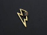 Colorful CZ Micro Pave Lighting Shape Clasp, Gold Plated Lighting Shape Clasp, Pave Lock, Carabiner Clasp, 15x28mm, sku#K84