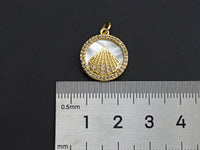 Clear CZ Micro Pave Scallop Shell on Mother-of-pearl Pendant