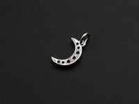 CZ Micro Pave Cresent Moon Pendant/Charm, Clear Cubic Zirconia Pave Charm, Silver/Gold/Rose Gold/Black Plated, 10x13mm, sku#Z778