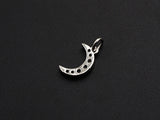 CZ Micro Pave Cresent Moon Pendant/Charm, Clear Cubic Zirconia Pave Charm, Silver/Gold/Rose Gold/Black Plated, 10x13mm, sku#Z778